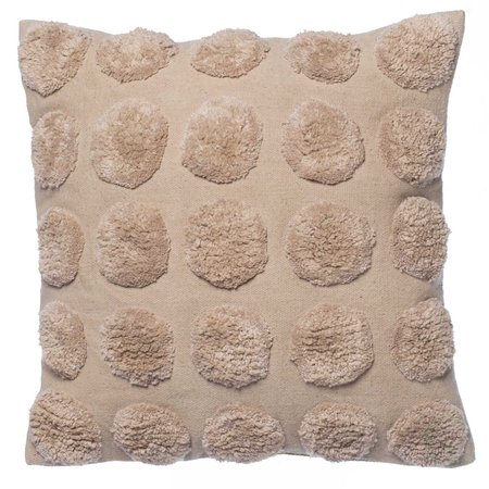 DEERLUX 16 Boho Tufted Dots Cotton Throw Pillow, Beige QI003923.BG.K